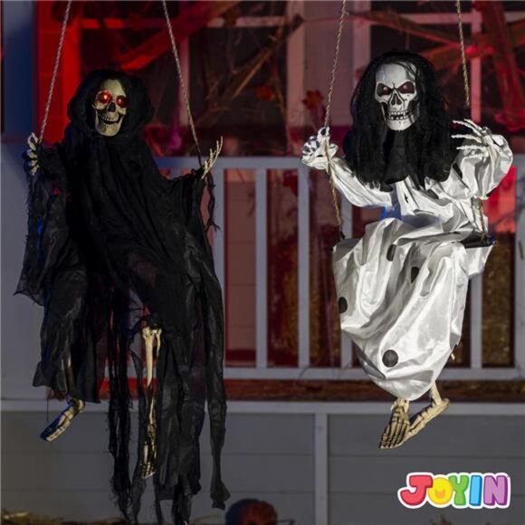 Halloween Scary Decorations Outdoor, 2 Packs Halloween Hanging Swinging Ghost - Picture 5 of 8